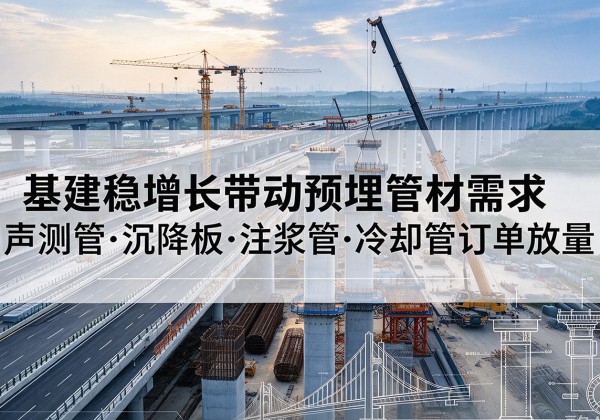 庄河基建稳增长带动预埋监测管材需求，声测管、沉降板、注浆管订单持续放量